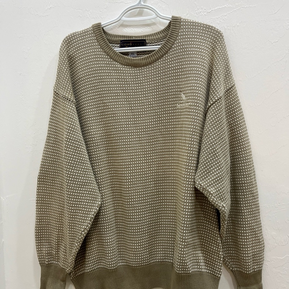 Como Sport by Cobra Made In Italy Mens Golf‎ Sweater XL Beige White 100% Cotton